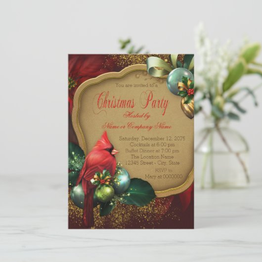 Invitation Fête de Noël du cardinal rouge (Debout devant)