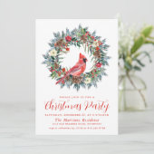 Invitation Fête de Noël du cardinal rouge Wreath (Debout devant)