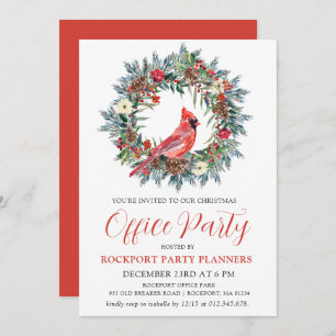 Invitation Fête de Noël du cardinal rouge Wreath