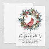 Invitation Fête de Noël du cardinal rouge Wreath (Devant / Derrière)