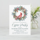 Invitation Fête de Noël du cardinal rouge Wreath (Debout devant)