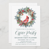 Invitation Fête de Noël du cardinal rouge Wreath (Devant / Derrière)