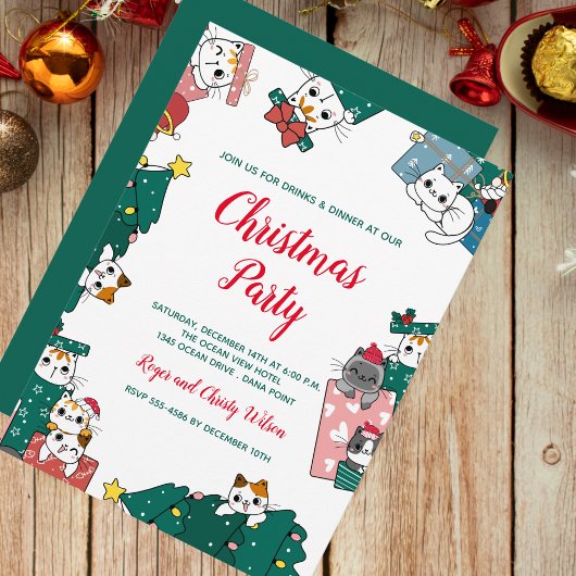 Invitation Fête de Noël du chat