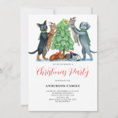 Invitation Fête de Noël du chat de chien mignon (Devant)