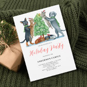 Invitation Fête de Noël du chat de chien mignon