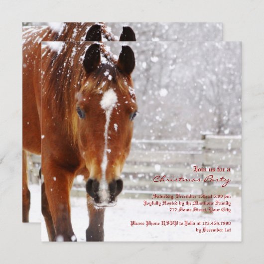 Invitation Fête de Noël du Cheval d'hiver (Devant / Derrière)