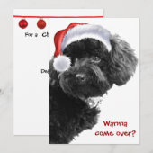 Invitation Fête de Noël du chien de la petite Père Noël Invit (Devant / Derrière)