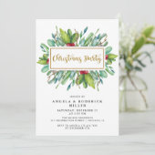 Invitation Fête de Noël du feuillage rouge et vert d'hiver (Debout devant)