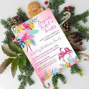 Invitation Fête de Noël du Flamant rose de forêt sauvage trop