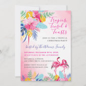 Invitation Fête de Noël du Flamant rose de forêt sauvage trop (Devant)