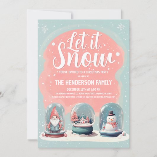 Invitation Fête de Noël du Globe des neiges (Devant)