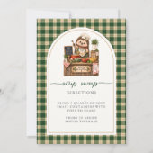 Invitation Fête de Noël du hérisson au plaid vert (Dos)