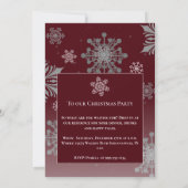 Invitation Fête de Noël du Joyet rouge et des flocons de neig (Dos)