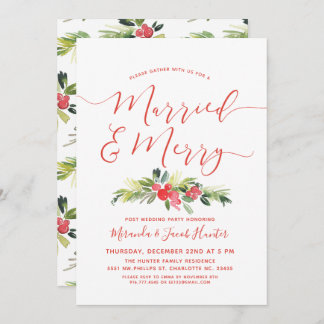 Invitation Fête de Noël du Mariage Marié & Joyeux Post