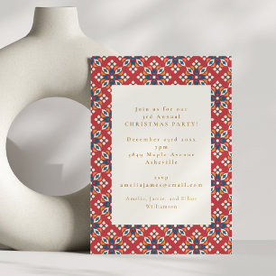 Invitation Fête de Noël du Motif rouge vintage