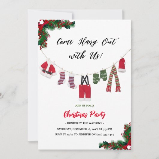 Invitation Fête de Noël du Père Noël (Devant)