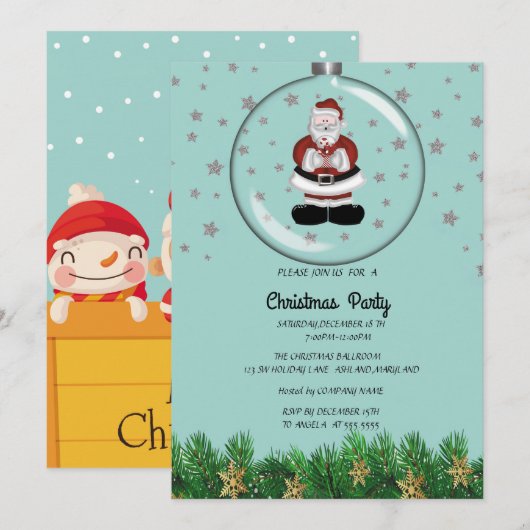 Invitation Fête de Noël du Père Noël (Devant / Derrière)