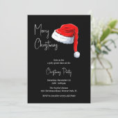 Invitation Fête de Noël du Père Noël noir et blanc moderne (Debout devant)