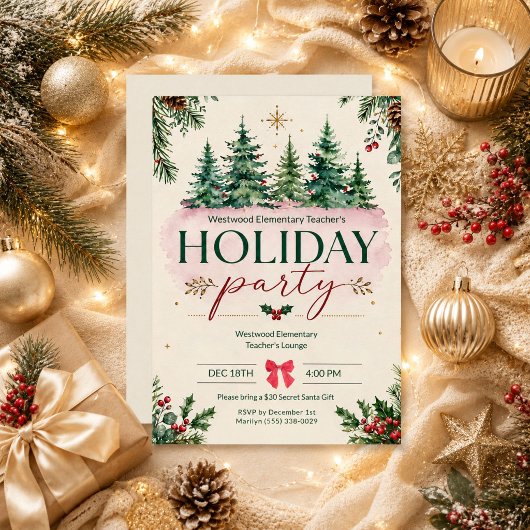 Invitation Fête de Noël du personnel enseignant de l'école pr