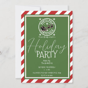 Invitation Fête de Noël du Pôle Nord Rouge Blanc Vert