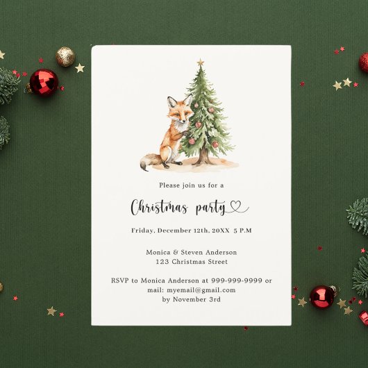 Invitation Fête de Noël du renard des pins