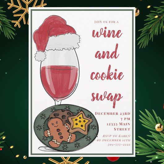 Invitation Fête de Noël : échange de vin et de biscuits