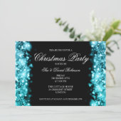 Invitation Fête de Noël éclat Turquoise (Debout devant)