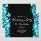 Invitation Fête de Noël éclat Turquoise (Devant / Derrière)