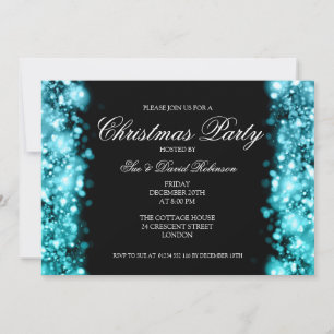 Invitation Fête de Noël éclat Turquoise