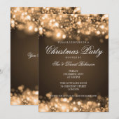 Invitation Fête de Noël éclatant l'or (Devant / Derrière)