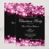 Invitation Fête de Noël éclatante rose (Devant / Derrière)