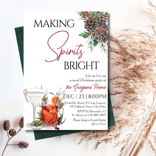 Invitation Fête de Noël Editable Cocktail