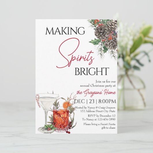 Invitation Fête de Noël Editable Cocktail (Debout devant)