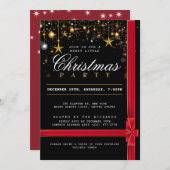 Invitation Fête de Noël Elégant Black Red Bow (Devant / Derrière)