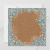 Invitation Fête de Noël Elegant Cuivre Turquoise Blue Snowfla (Dos)
