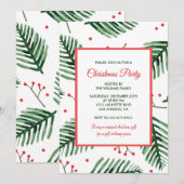 Invitation Fête de Noël Élégant Evergreen (Devant / Derrière)