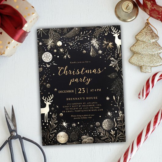 Invitation Fête de Noël Elégant Festif