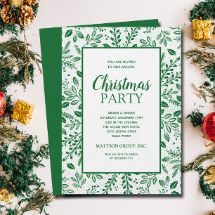 Invitation Fête de Noël Elegant Green Botanicals