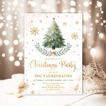 Invitation Fête de Noël | Élégant Pink Gold Winter Holiday<br><div class="desc">Célébrez la magie de la saison avec notre fascinante invitation de Noël rose & or. Le coeur et l'âme des festivités hivernales sont magnifiquement représentés par un élégant sapin vert sage. Ajoutant à l'enchantement,  des flocons de neige glitteux cascades gracieusement,  chacun chatoyant avec une brillance unique.</div>