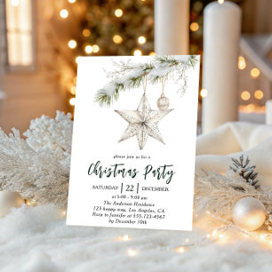 Invitation Fête de Noël Elegant Star Vacances d'hiver