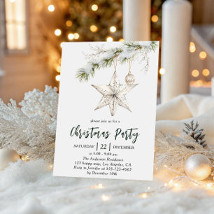 Invitation Fête de Noël Elegant Star Vacances d'hiver