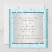 Invitation Fête de Noël Elegant Turquoise Blue Snowflakes (Dos)