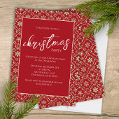 Invitation Fête de Noël Élégant Vert Rouge Flocon de neige mo