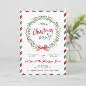 Invitation Fête de Noël Elegant Wreath and Festive Border Par (Debout devant)