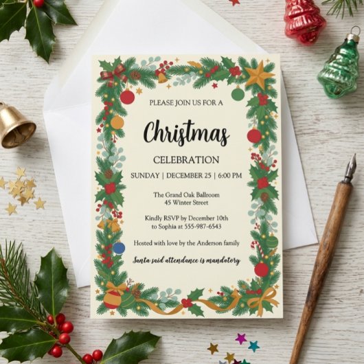 Invitation Fête de Noël élégante