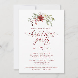 Invitation Fête de Noël élégante à l'aquarelle