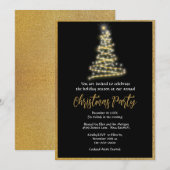 Invitation Fête de Noël élégante à paillettes dorées  (Devant / Derrière)