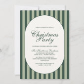 Invitation Fête de Noël élégante à rayures vertes (Devant)