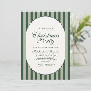 Invitation Fête de Noël élégante à rayures vertes