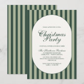 Invitation Fête de Noël élégante à rayures vertes (Devant / Derrière)